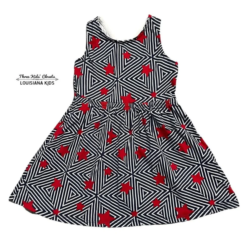 Gymboree 2T Stars & Stripes Patriotic Cross Back Dress